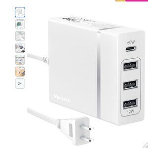 4-Port 72W USB Wall Charger with Type-C 60W Power Delivery PD Charger St